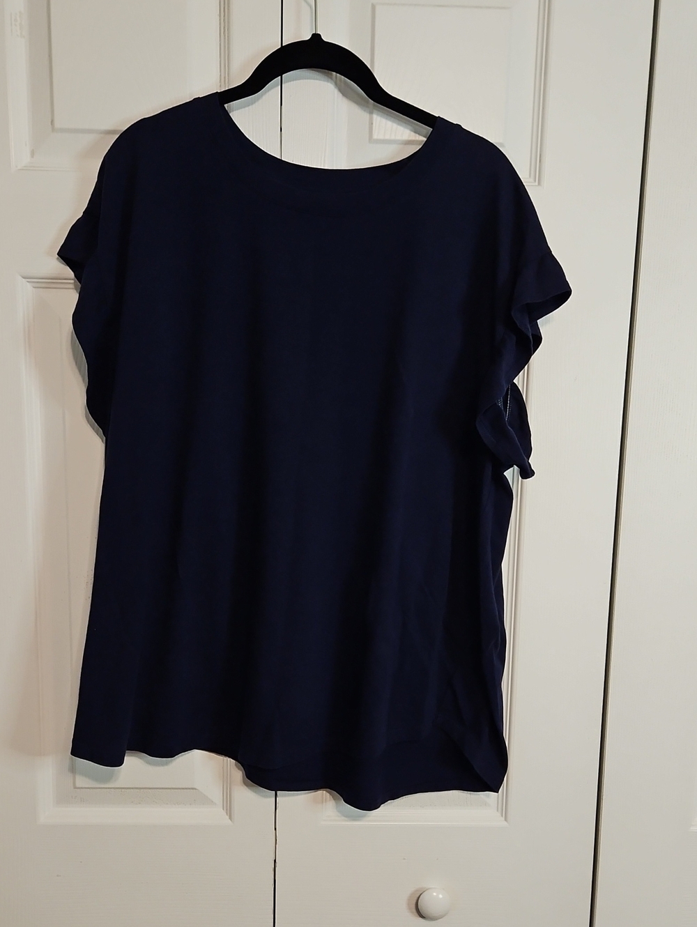 crown & ivy Navy Ruffle Sleeve Tee